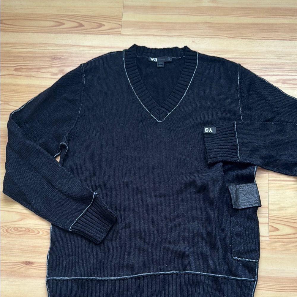 Adidas Y-3 Black V-Neck Sweater L new
